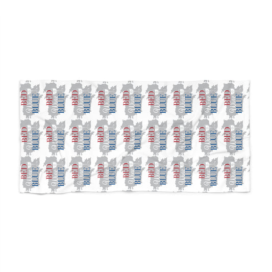 Red White Blue Script Pattern Beach Towel | Patriotic Summer