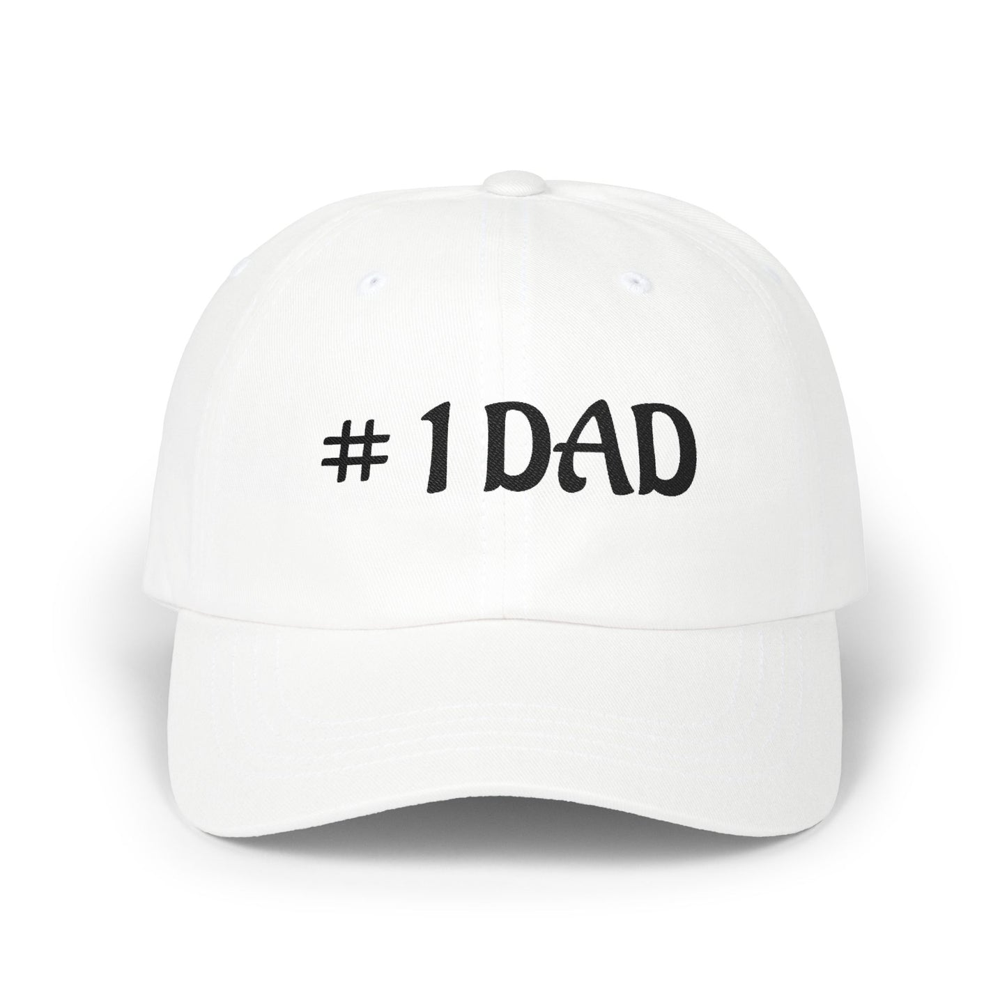 1 Dad Embroidered Dad Cap | White Baseball Hat