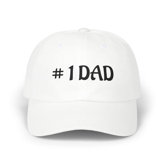 1 Dad Embroidered Dad Cap | White Baseball Hat
