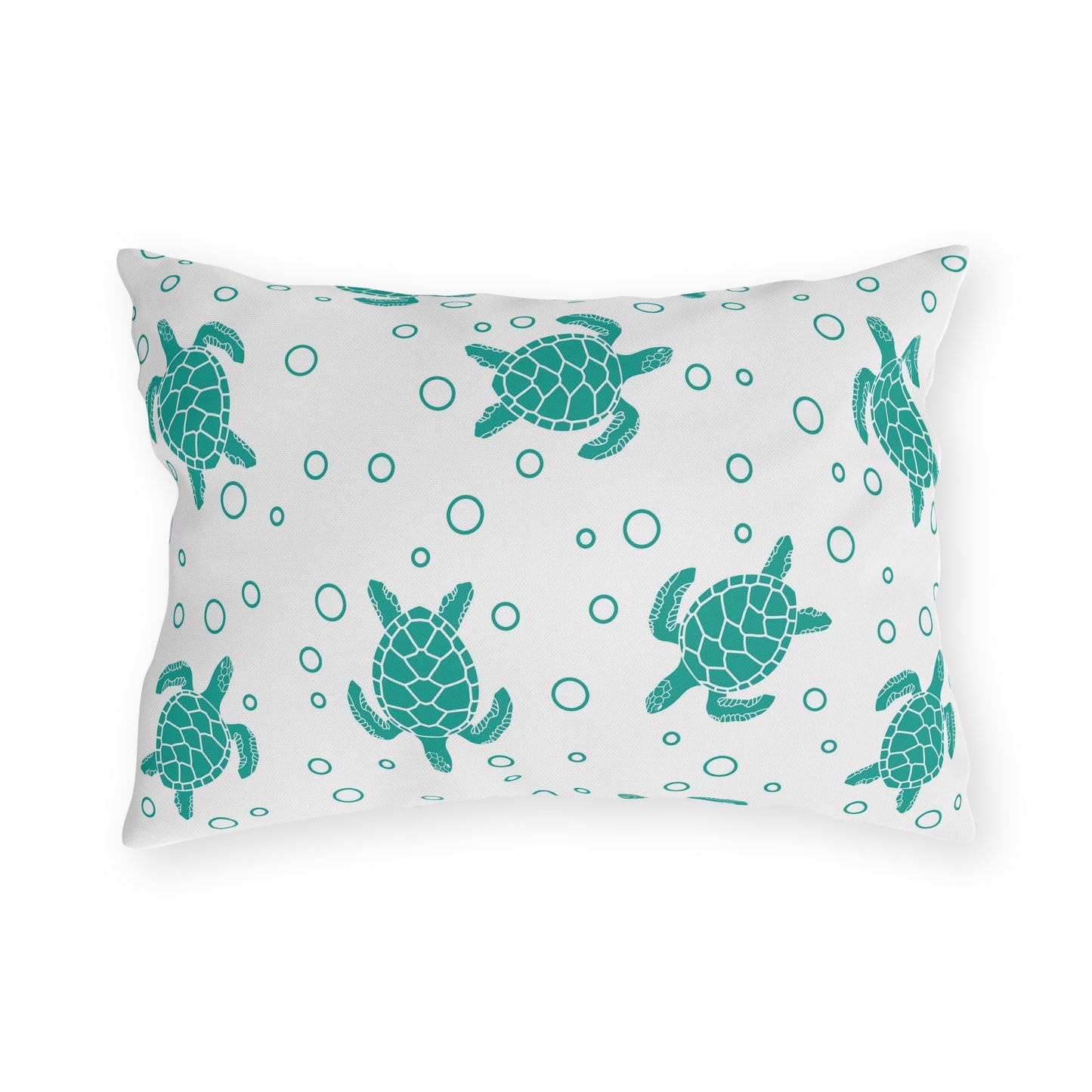 Sea Turtle Outdoor Pillow – Teal Nautical Patio Cushion