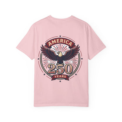 Patriotic Unisex T-Shirt, Celebrating America's 250th Anniversary, Vintage Eagle Design, Gift for Independence Day, USA Pride
