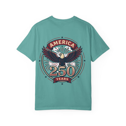 Patriotic Unisex T-Shirt, Celebrating America's 250th Anniversary, Vintage Eagle Design, Gift for Independence Day, USA Pride