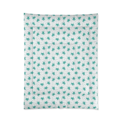 Turquoise Floral Pattern Comforter | Teal Flower All-Over Print