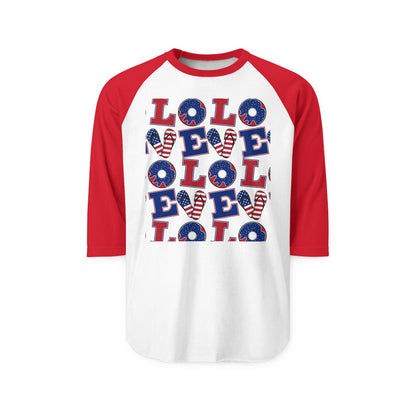 Patriotic LOL Pattern Raglan Shirt | American Flag Skull Letters