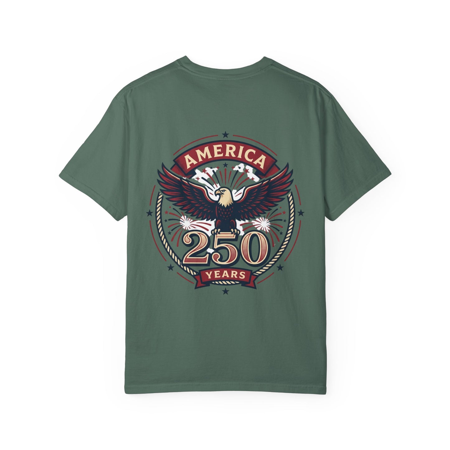 America Flag EST 1776-2026 T-Shirt | 250 Years Eagle Back Graphic