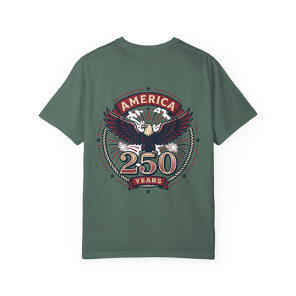 America Flag EST 1776-2026 T-Shirt | 250 Years Eagle Back Graphic