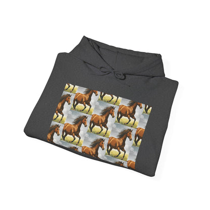 Brown Horse Pattern Hoodie | Galloping Horse Repeat Design