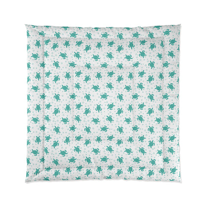 Turquoise Floral Pattern Comforter | Teal Flower All-Over Print
