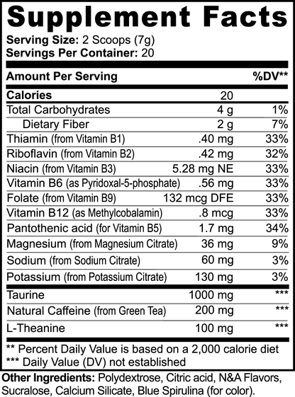 Cotton Candy Pre-Workout Energy Powder + Focus Boost & Hydration | Sugar Free