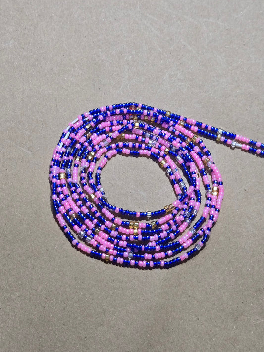Pink and Blue Waist Beads – Handmade African Tie-On