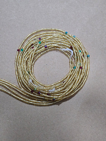 Gold Waist Beads with  Crystals – Handmade African Tie-On