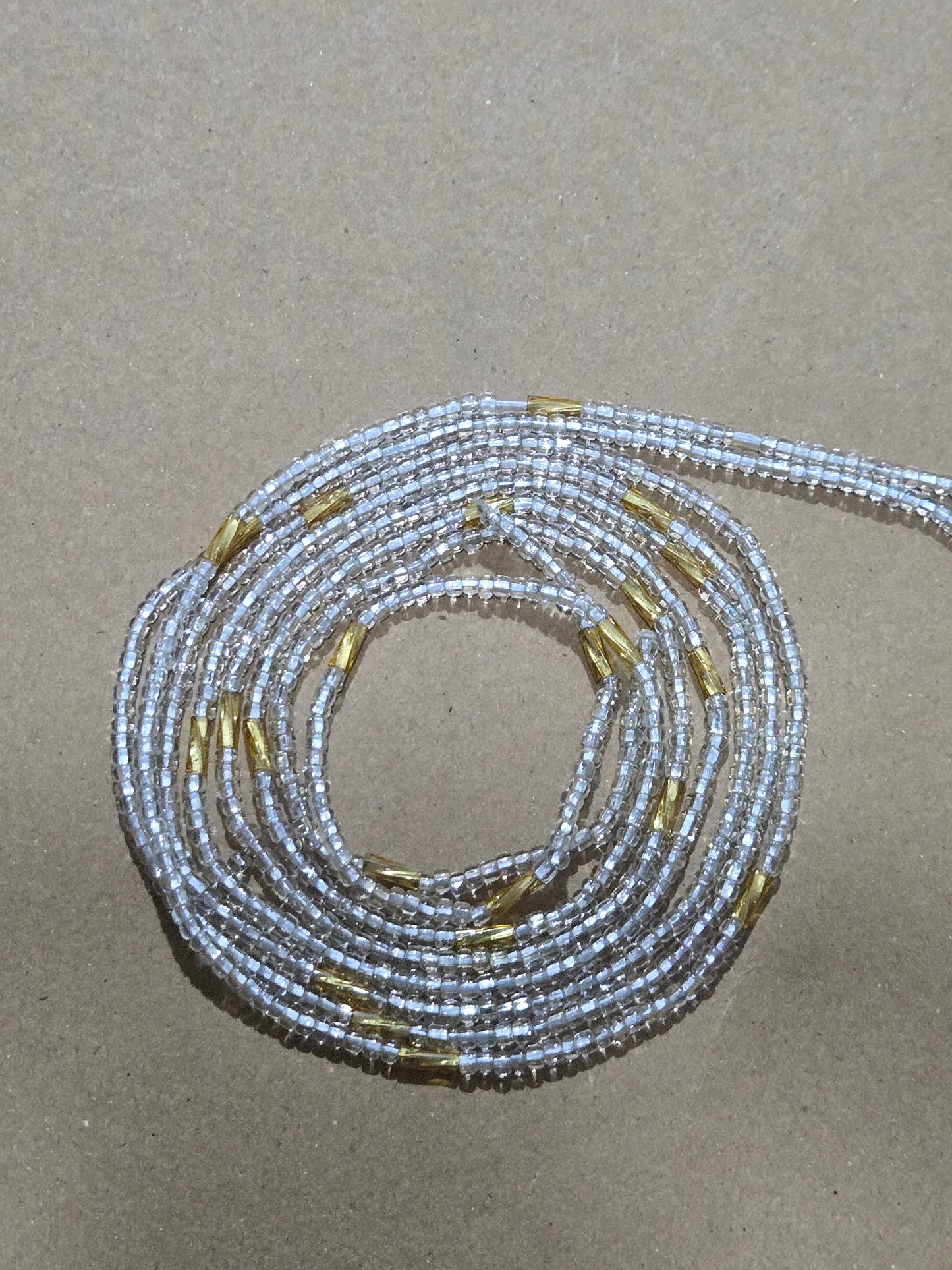 Clear and Gold Waist Beads – Handmade African Tie-On