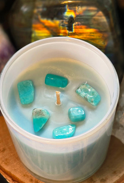 Once In a Blue Moon - Crystal infused Coconut Wax Candle