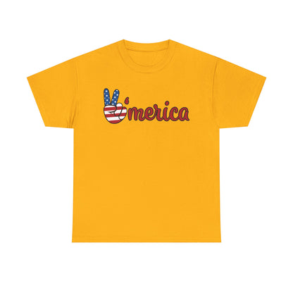 Merica Peace Hand graphic Tee | American Flag Popsicle back, Patriotic Fourth of July