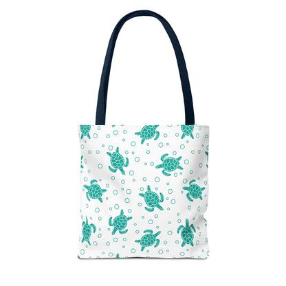 Teal Sea Turtle Pattern Tote Bag | Repeating Turtle Print