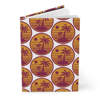 Retro Palm Sunset Hardcover Journal | Tropical Palm Tree Pattern Notebook