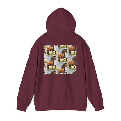 Brown Horse Pattern Hoodie | Galloping Horse Repeat Design