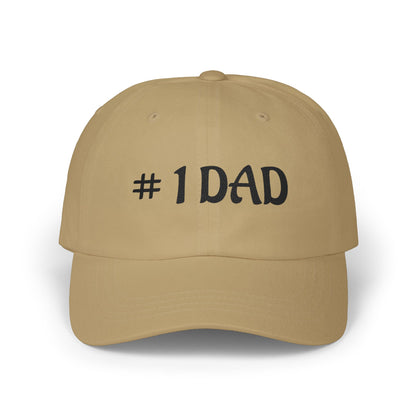 1 Dad Embroidered Dad Cap | White Baseball Hat