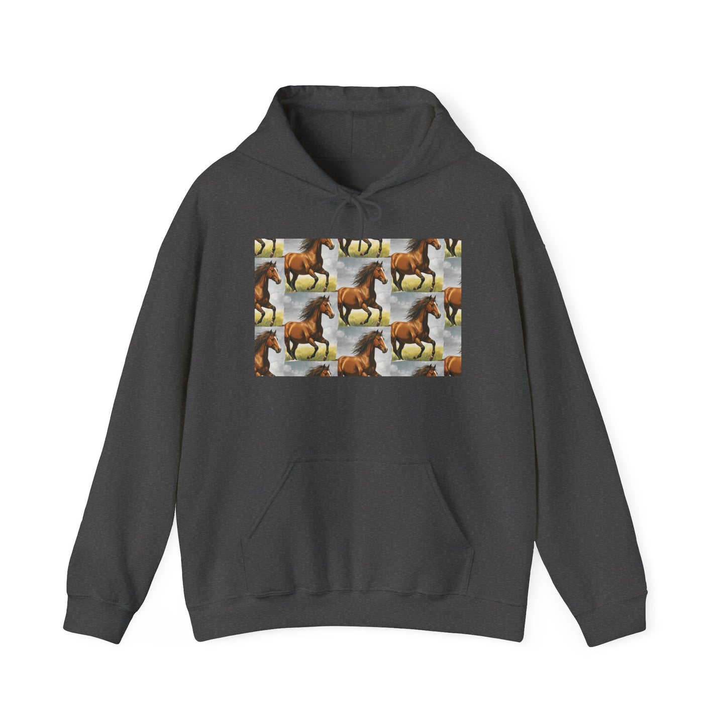 Brown Horse Pattern Hoodie | Galloping Horse Repeat Design