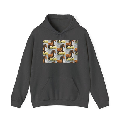 Brown Horse Pattern Hoodie | Galloping Horse Repeat Design