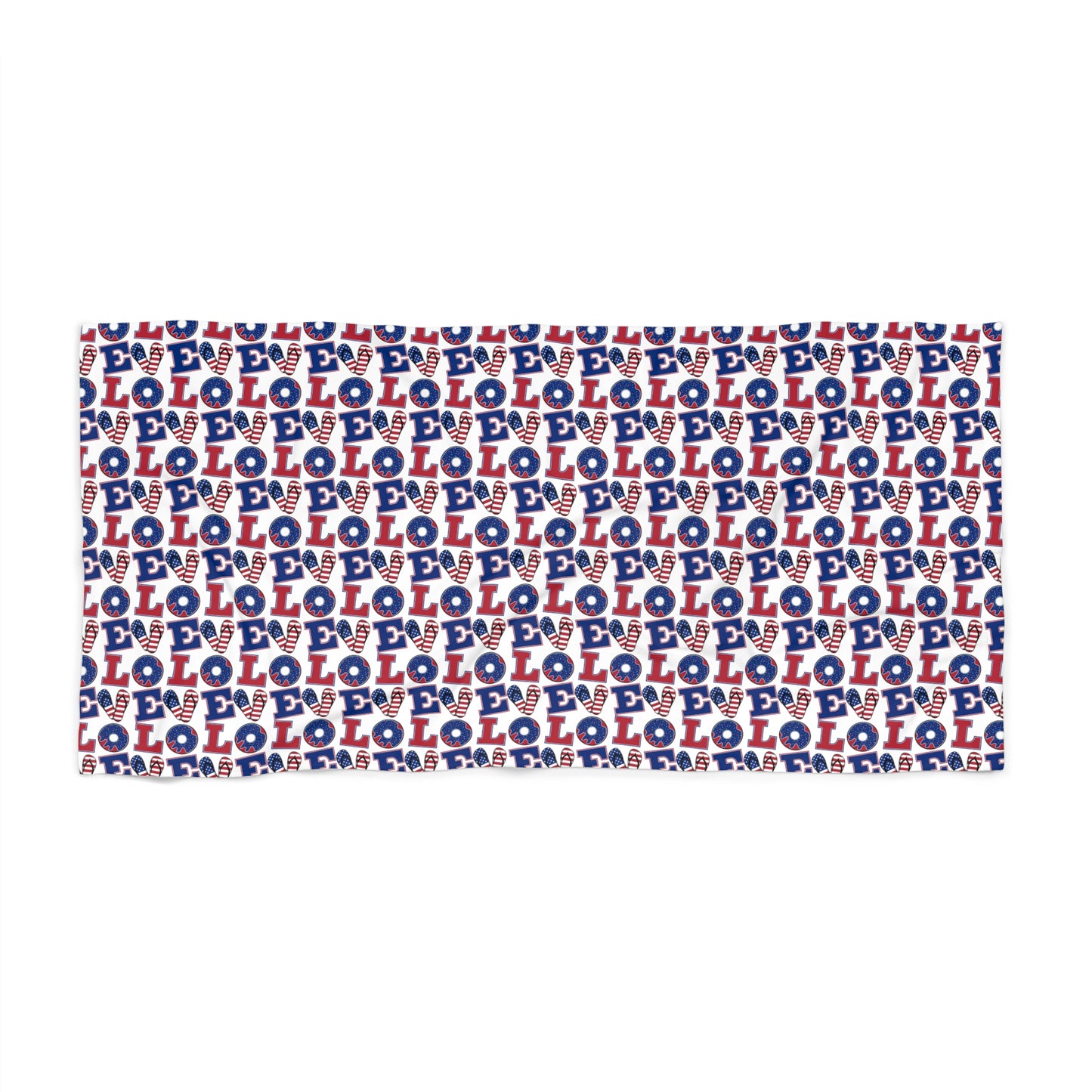 LOL Pattern Beach Towel – Fun Red, White & Blue Novelty Towel