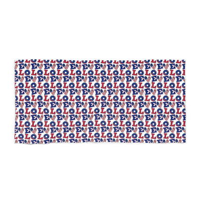 LOL Pattern Beach Towel – Fun Red, White & Blue Novelty Towel