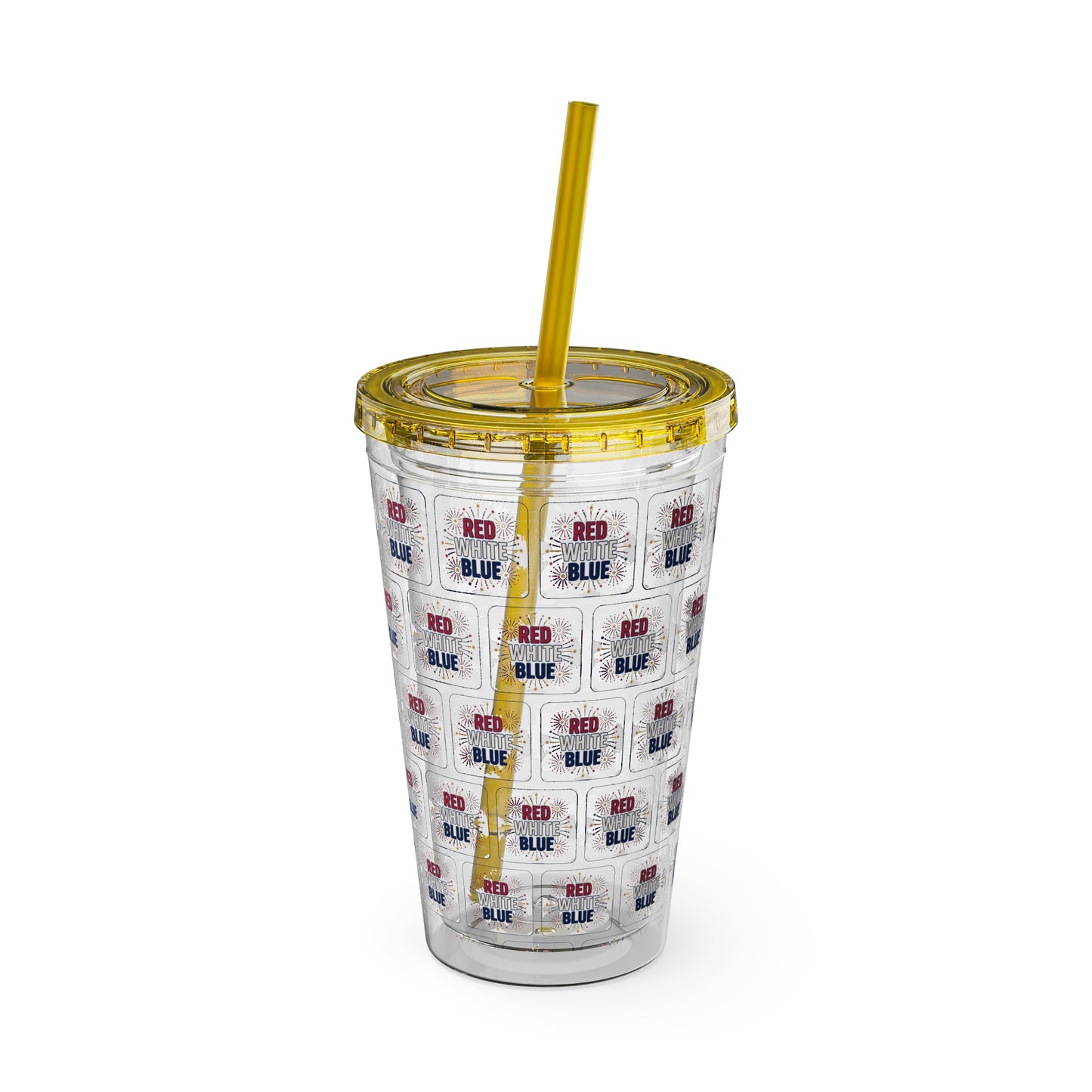 Red White Blue flag pattern Tumbler | 16oz straw cup