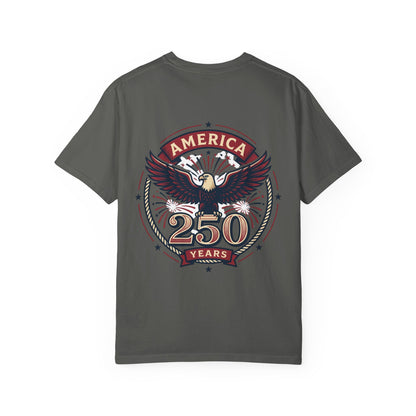 America Flag EST 1776-2026 T-Shirt | 250 Years Eagle Back Graphic