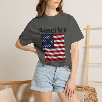 America Flag EST 1776-2026 T-Shirt | 250 Years Eagle Back Graphic