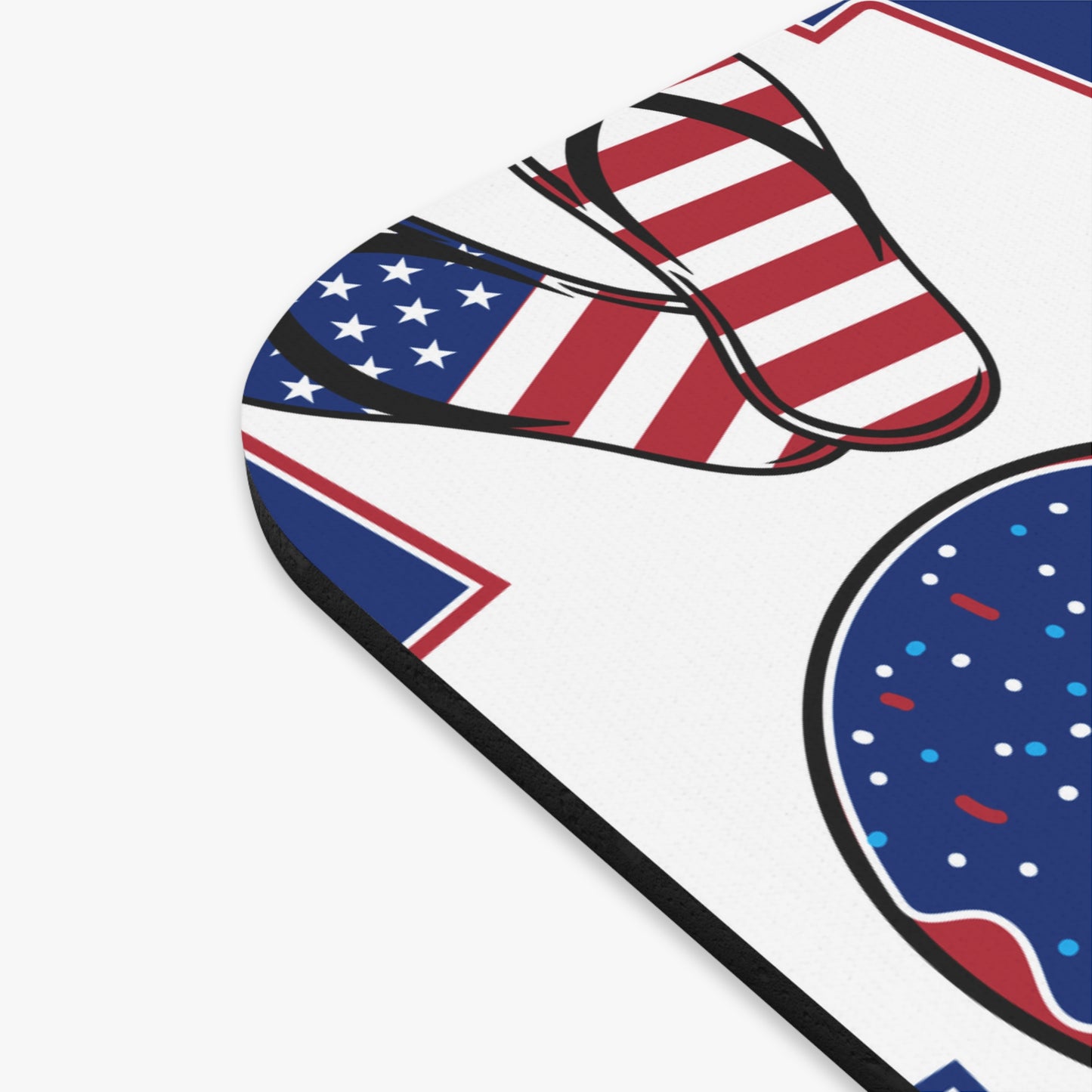 Patriotic LOL Pattern Mouse Pad | American Flag Donut Flip Flop Design