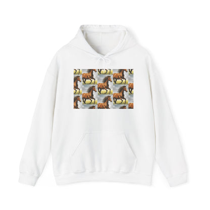 Brown Horse Pattern Hoodie | Galloping Horse Repeat Design