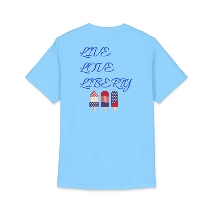 Live Love Liberty tee | Patriotic American flag donuts & popsicles | 4th of July