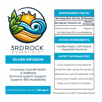 Silver Infusion 150 PPM Chelated Silver Oxide Supplement - 2 oz. Spray