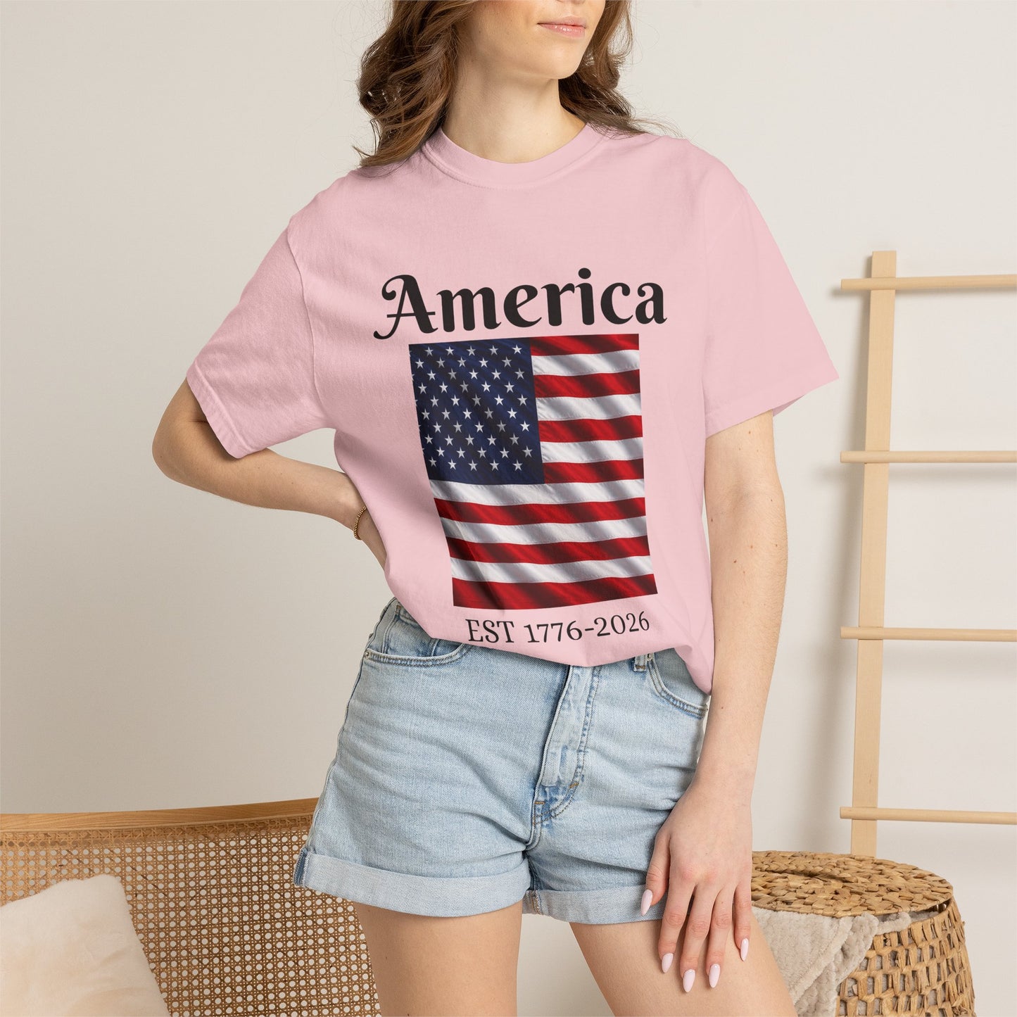 America Flag EST 1776-2026 T-Shirt | 250 Years Eagle Back Graphic