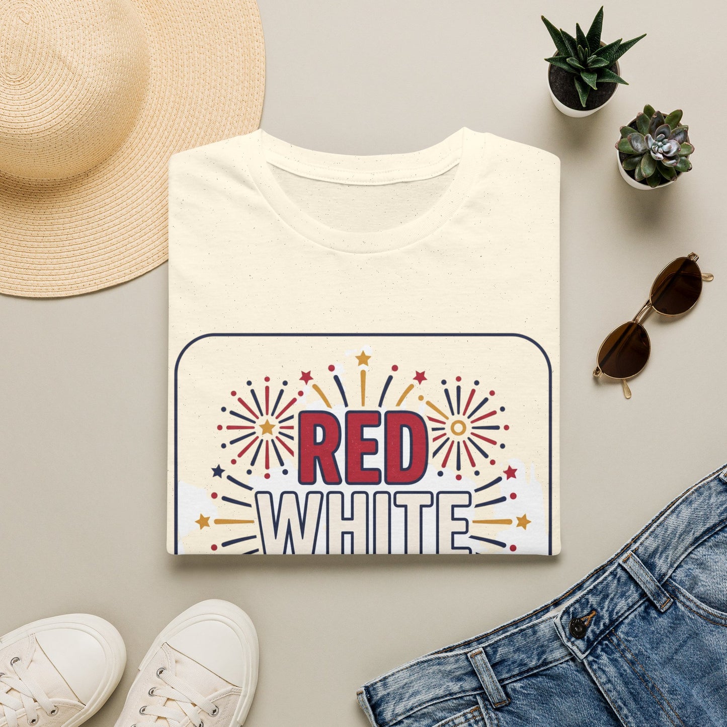 Red White Blue fireworks T-Shirt | Fourth of July patriotic tee
