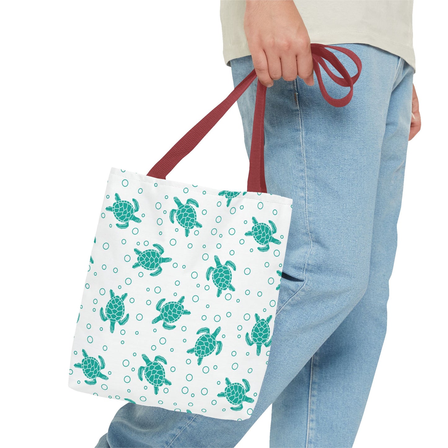 Teal Sea Turtle Pattern Tote Bag | Repeating Turtle Print