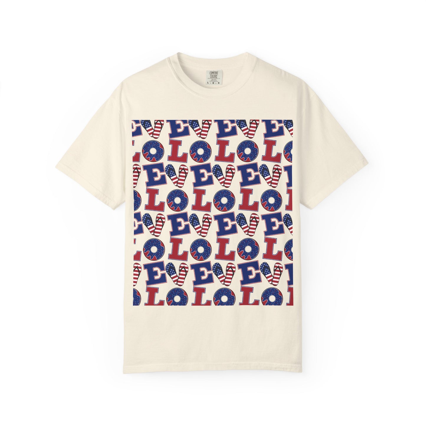 Patriotic LOL Pattern T-Shirt | Red White Blue Text Tee