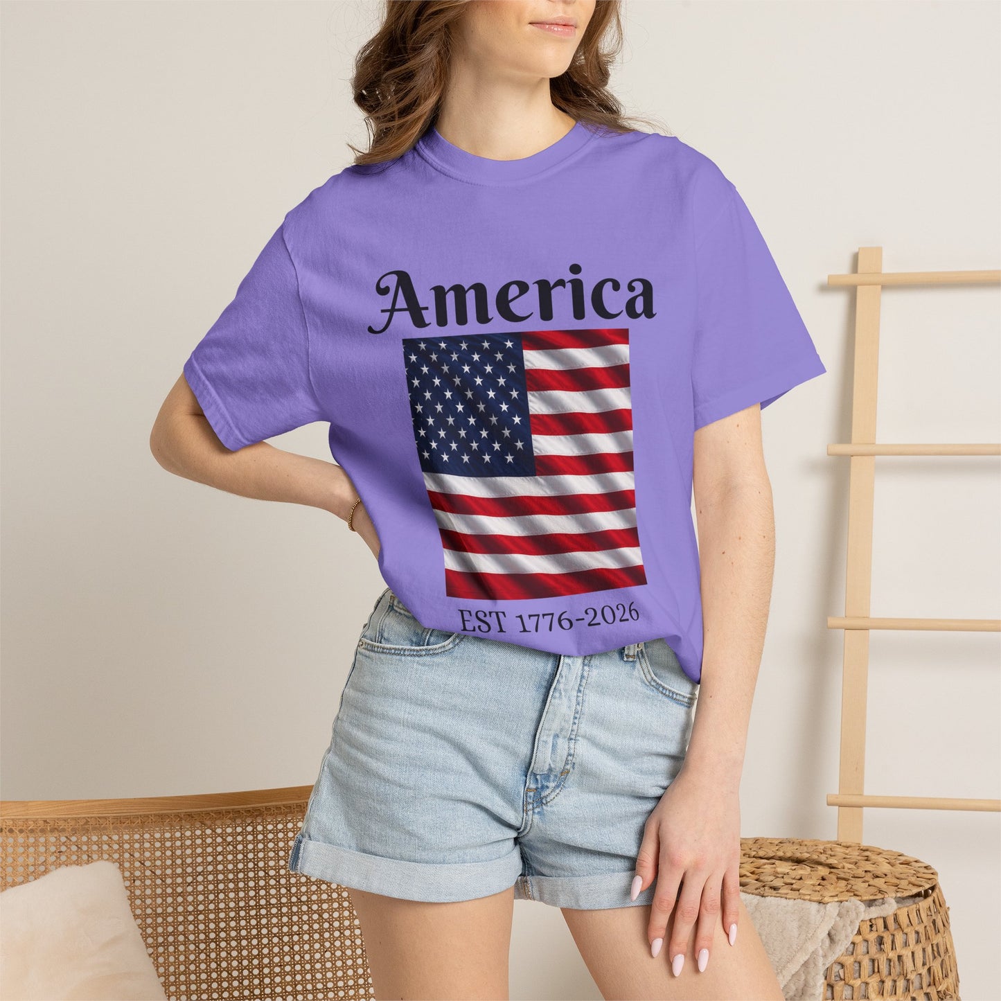 America Flag EST 1776-2026 T-Shirt | 250 Years Eagle Back Graphic