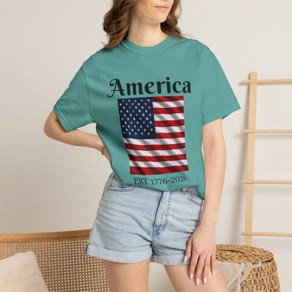 America Flag EST 1776-2026 T-Shirt | 250 Years Eagle Back Graphic
