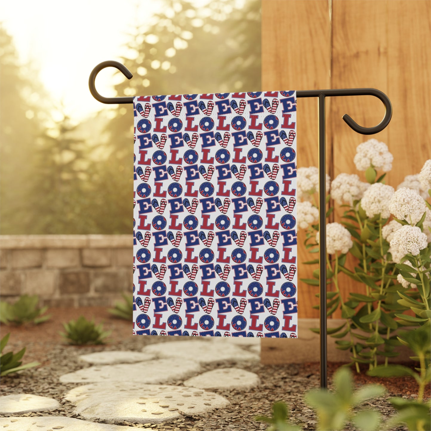 Patriotic LOVE Pattern Garden Flag | House Banner