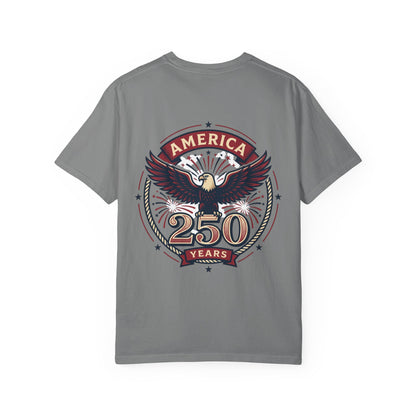 America Flag EST 1776-2026 T-Shirt | 250 Years Eagle Back Graphic