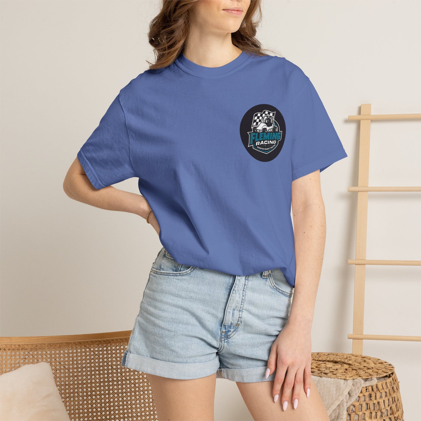 Fleming Racing QM Logo T-Shirt | Checkered Flag Circle Design