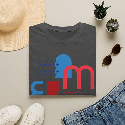 America typographic graphic T-Shirt | Red Blue USA stars waves