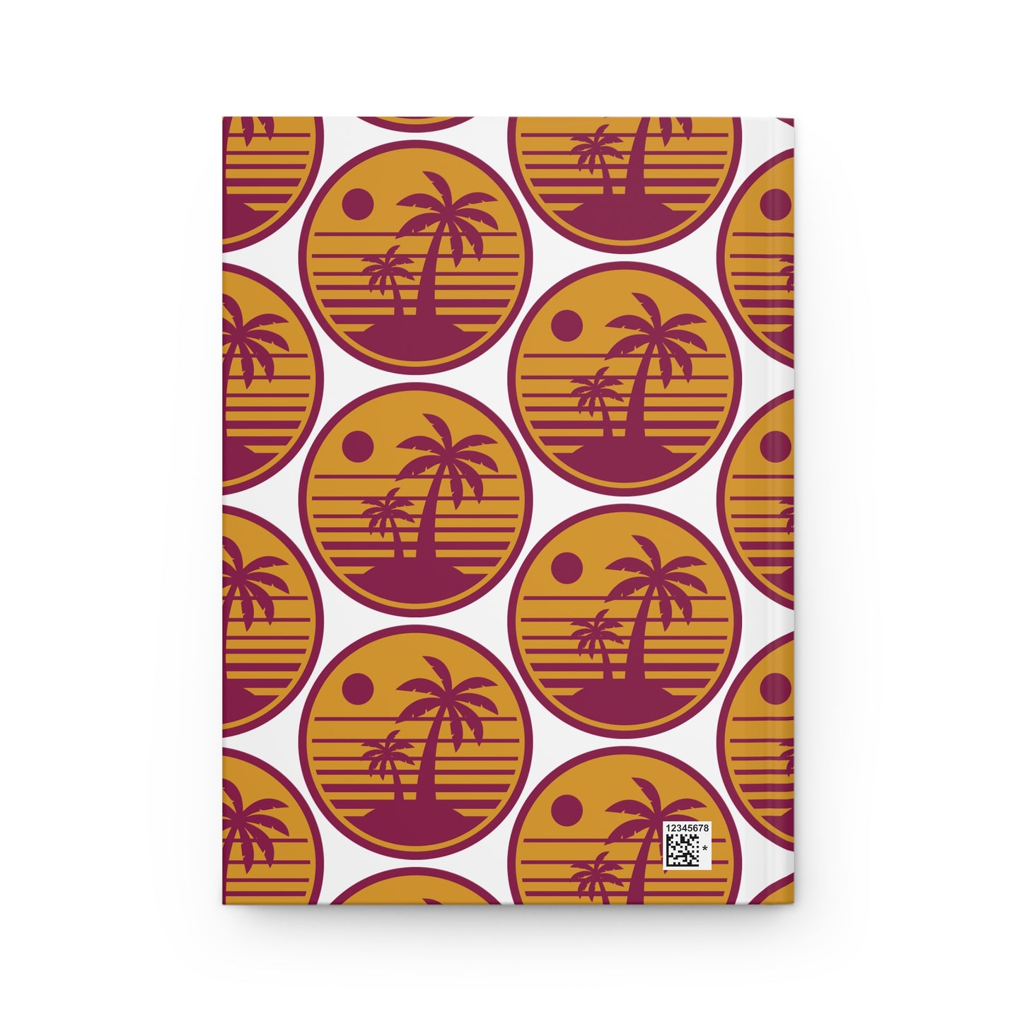 Retro Palm Sunset Hardcover Journal | Tropical Palm Tree Pattern Notebook