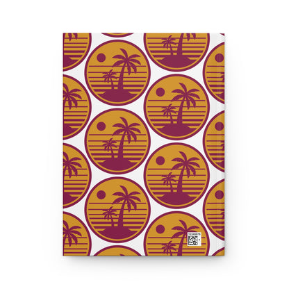 Retro Palm Sunset Hardcover Journal | Tropical Palm Tree Pattern Notebook
