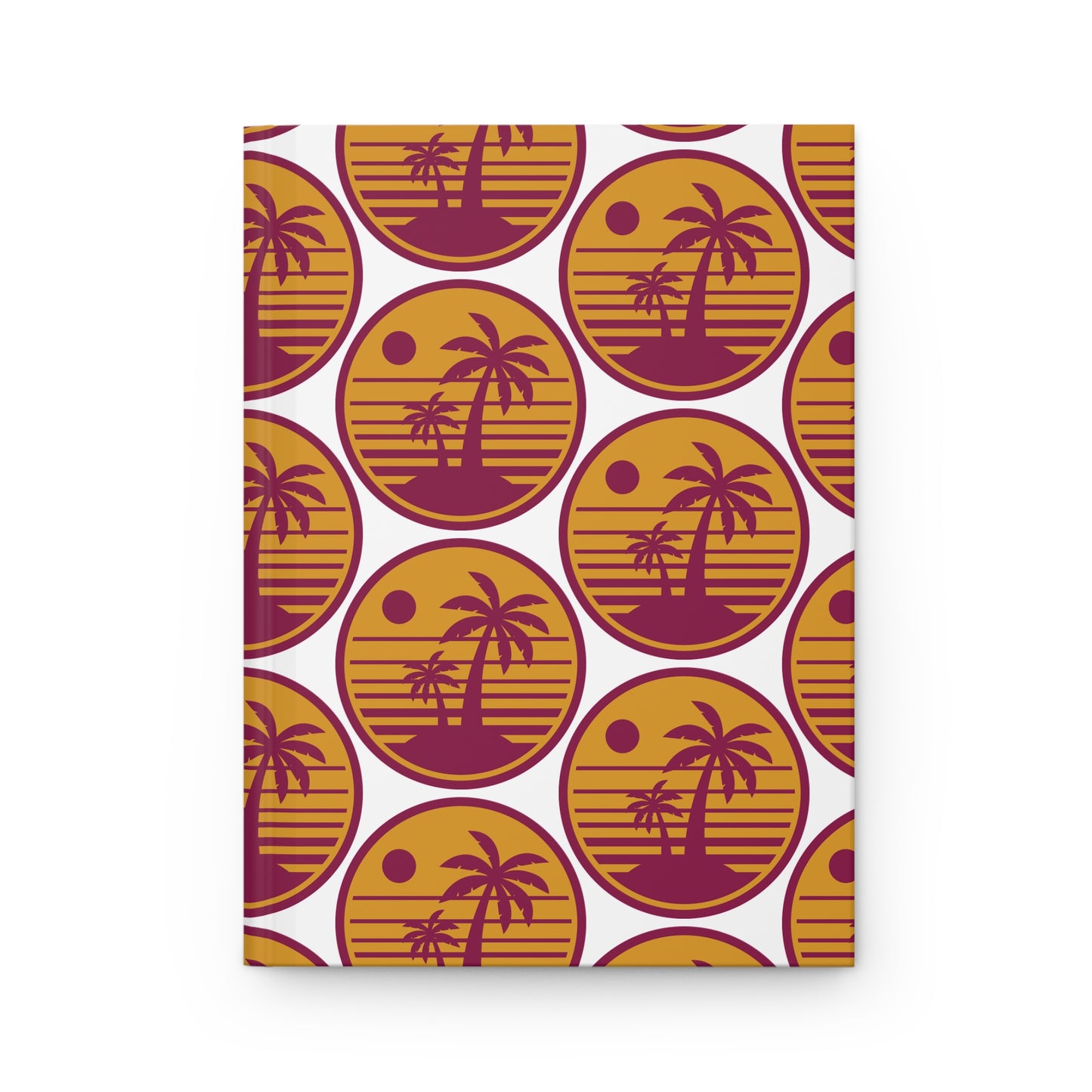 Retro Palm Sunset Hardcover Journal | Tropical Palm Tree Pattern Notebook