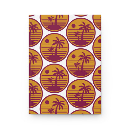 Retro Palm Sunset Hardcover Journal | Tropical Palm Tree Pattern Notebook