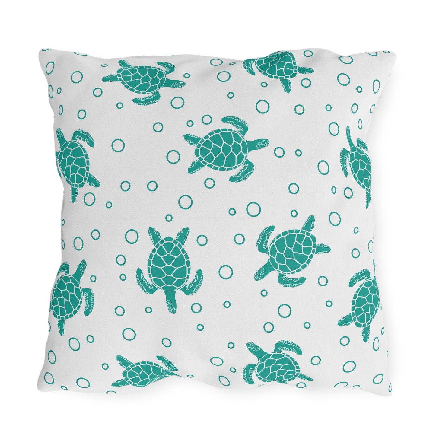 Sea Turtle Outdoor Pillow – Teal Nautical Patio Cushion