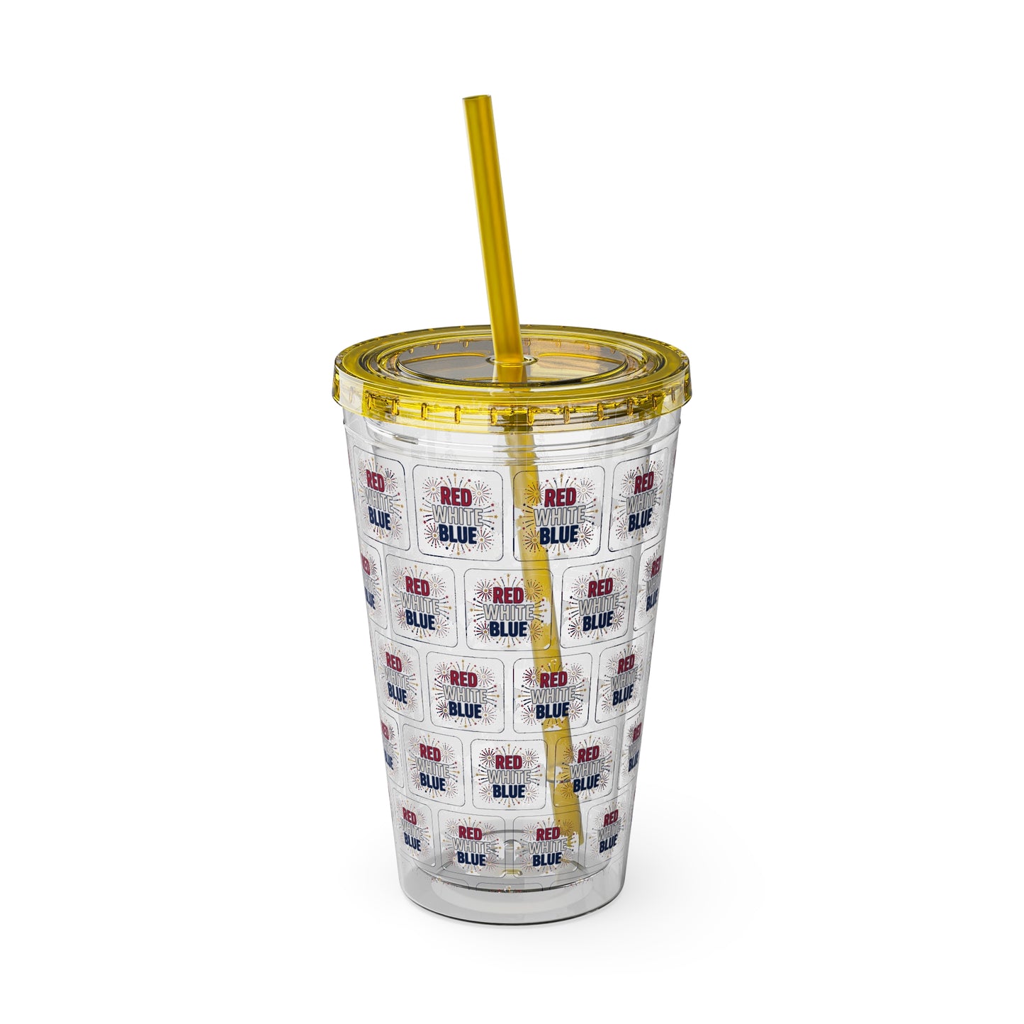 Red White Blue flag pattern Tumbler | 16oz straw cup