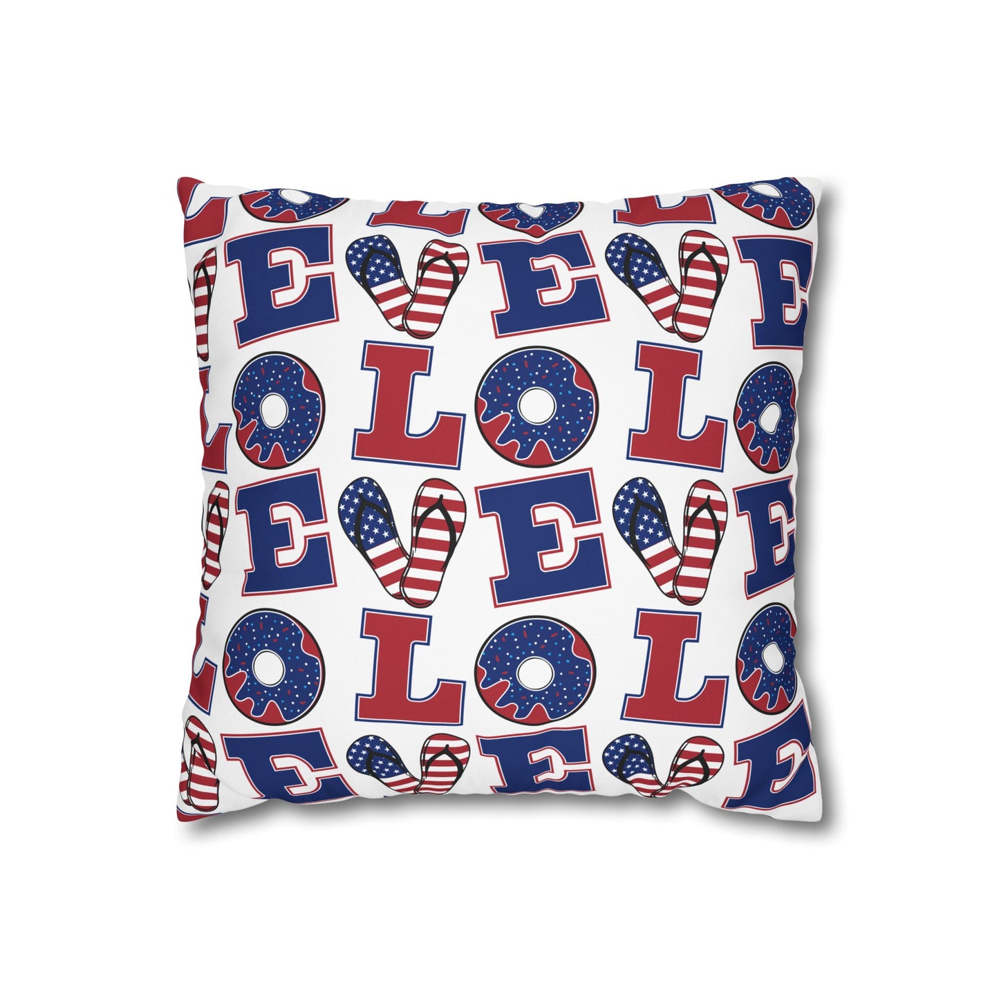 Patriotic LOVE pattern pillowcase | American flag heart, stars and stripes cushion cover